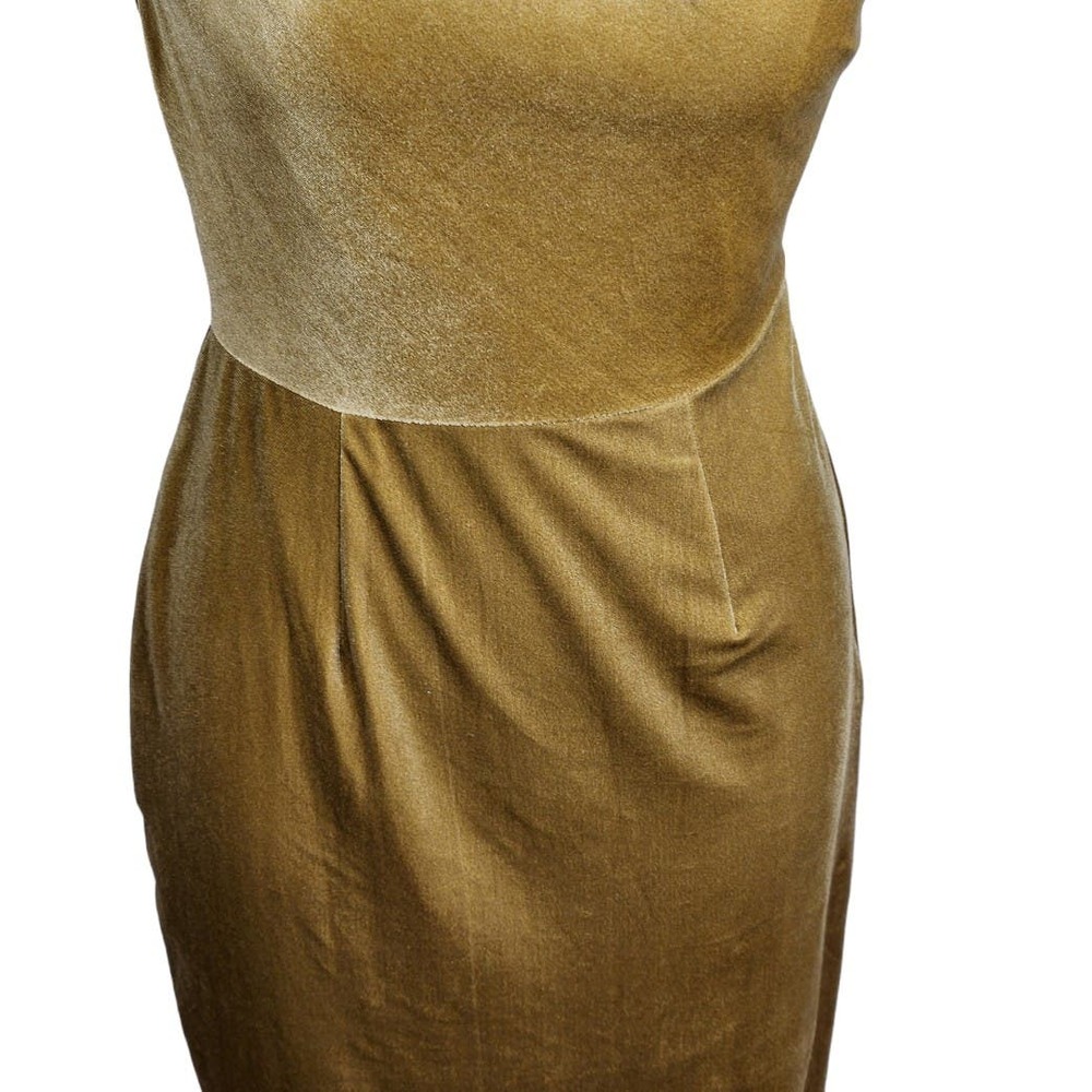 THML Womens‎ Small Velvet Chartreuse Gold Velvet Cocktail Dress - Picture 4 of 13